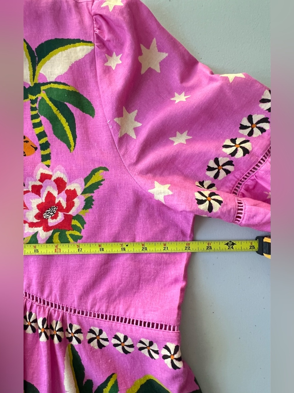 Farm Rio Leopard Forest Mini Dress XL Pink Linen Blend Tropical - Picture 10 of 16